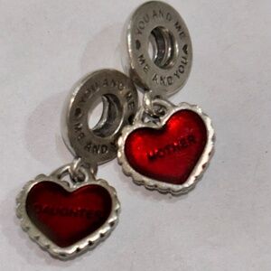 💛 Pandora Sterling Silver Piece of My Heart mother and   Daughter Charm